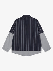 Faux Two-piece Vertical Striped POLO Shirt T-shirt