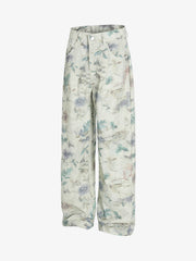 Vintage Floral Print Straight Jeans