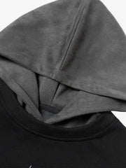 Street Faux Two-Piece Suede Hoodie