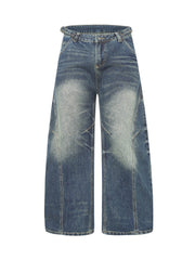 Washed Distressed Deconstructed Pleated Scimitar Jorts