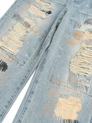 Ripped Distressed Baggy Flare Jeans - 2432