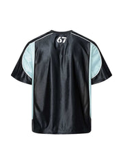 Contrast Stitching Letter Jersey T-shirt