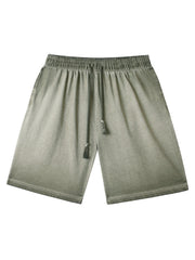 Distressed Washed Drawstring Shorts