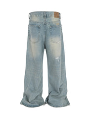 Ripped Distressed Baggy Flare Jeans - 2432