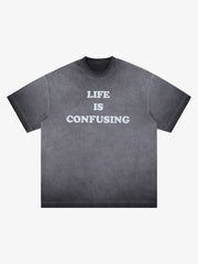 Washed Spray Color Gradient Letter Print T-shirt