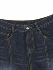 Washed Ripped Embroidered Barrel Jeans