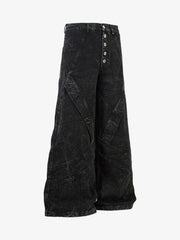 High Street Functional Structured Design Tie-Dye Baggy Jeans
