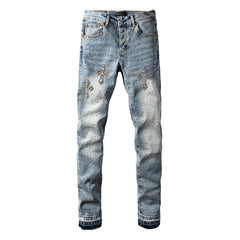 Purple Brand Crystal Diamond Jeans #9132