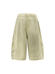 Washed Print Baggy Denim Shorts - 2375