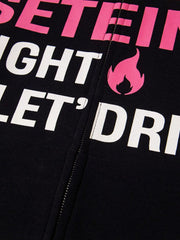 Retro Contrasting Letter Print Loose Hoodie