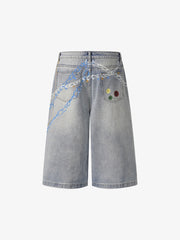 Street Painting Graffiti Denim Jorts