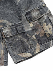 Buckle Waist Camouflage Denim Jorts