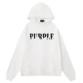 Purple Brand Logo Pattern Printed Hoodie