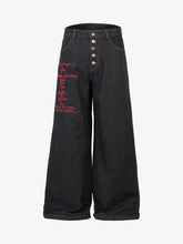 Contrast Thread Cross Letter Embroidered Jeans