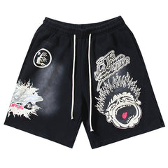 Hellstar Classic Letter Avatar Washed Shorts