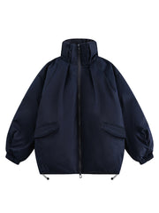 Vintage Oversized Pleated Stand Collar Jacket