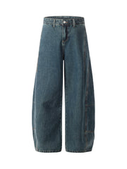 Washed Deconstructed Split Scimitar Baggy Barrel Jeans