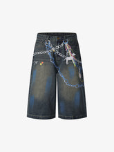 Street Painting Graffiti Denim Jorts