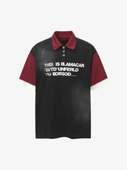 Retro Letter Printing Dirty POLO T-shirt