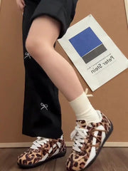 Leopard Print Racing Training Sneakers