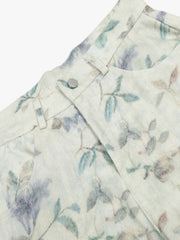 Vintage Floral Print Straight Jeans