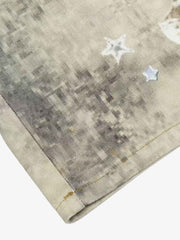 3D Printed Metal Chain Pattern Washed Denim Shorts