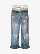 Washed Street Printed Destroyed Jeans