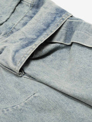 Vintage Washed Ripped Multi-pocket Work Jeans