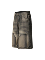 Vintage Patchwork Raw Edge Cropped Jort