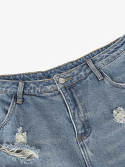 Camouflage Patchwork Ripped Cargo Jeans - 2452