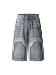 Vintage Patchwork Raw Edge Cropped Jort