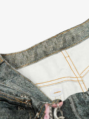 Vintage Printed Washed Denim Shorts