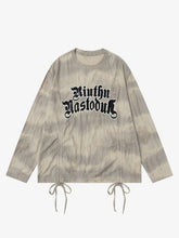 Lazy Drawstring Letter Hole T-shirt