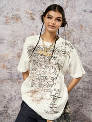 Graffiti Letter Print Oversized T-Shirt - 2417