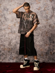 Ink Splash Letter Print T-shirt - 2414