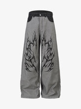 Tribal Flame Print Baggy Jeans