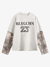 Faux Two-Piece Print Long-Sleeve T-shirt
