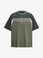 Quick-Dry Contrast Color Quarter Zip Up T-shirt