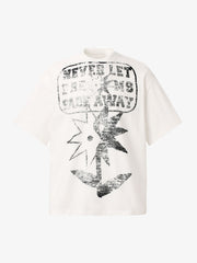 Distressed Fun Print Crew Neck T-shirt