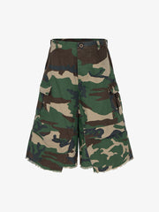 Camouflage Buckle Waist Cropped Cargo Shorts - 2412