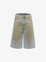 Street Wash Spray Paint Denim Jorts