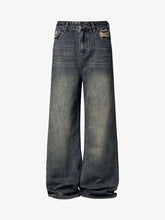 Washed Dirty-Dye Straight Jeans - 2352