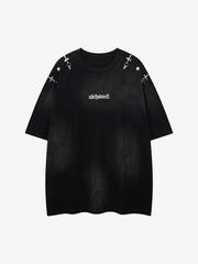 Thesupermade Washed Embroidered Street Rap T-Shirt - 2102