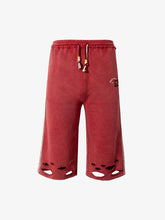 Distressed Ripped Red Culotte Jorts