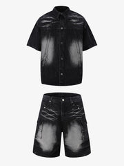 Short Sleeve Shirt & Shorts Denim Set