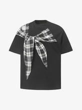Plaid Scarf Crew Neck T-Shirt