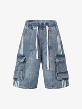 Washed Cargo Denim Shorts