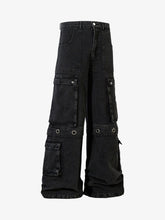 Grommet Design Multi-Pocket Cargo Jeans