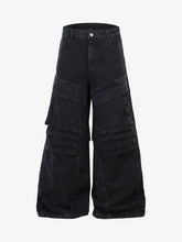 Deconstructed Split Pleated Pocket Cargo Jeans