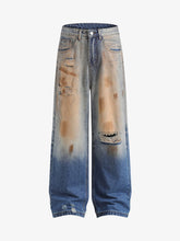 Thesupermade Retro Ripped Washed Patina Street Hip-Hop Jeans